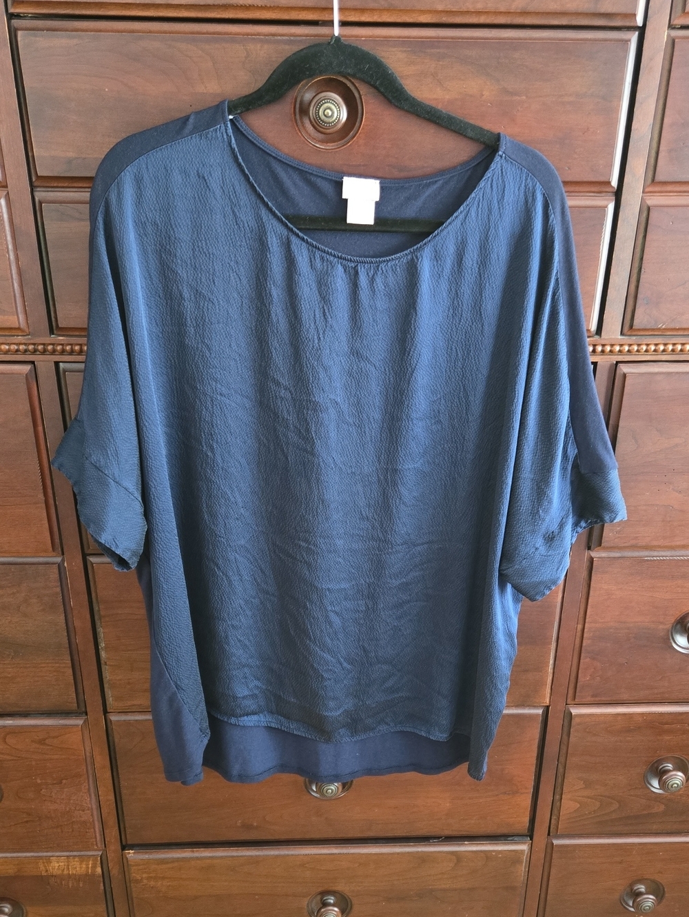 Chico's Navy Relaxed Short-Sleeve Top Size 3 or XL